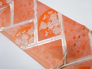 桧垣に流水・草花模様織り出し暈し袋帯